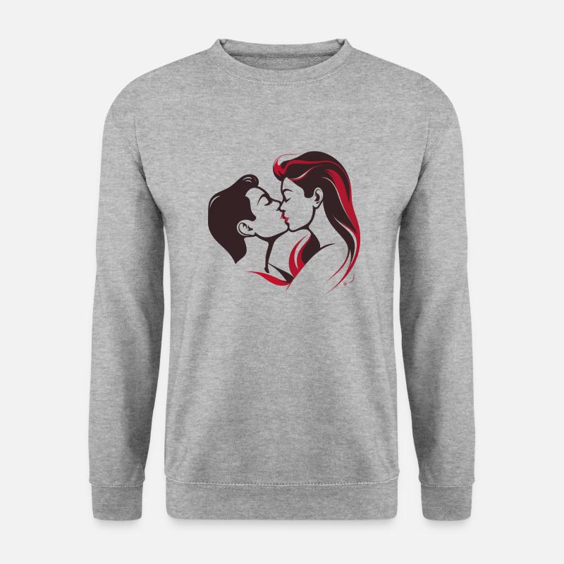 Küssendes Paar - Unisex Pullover - Weißgrau meliert