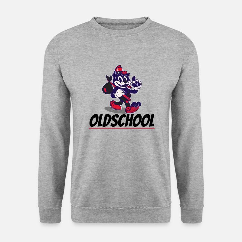 Oldschool cat - Unisex Pullover - Weißgrau meliert