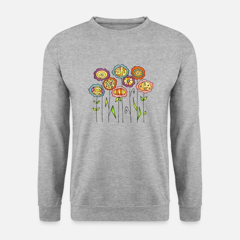 Blumen - Unisex Pullover - Weißgrau meliert