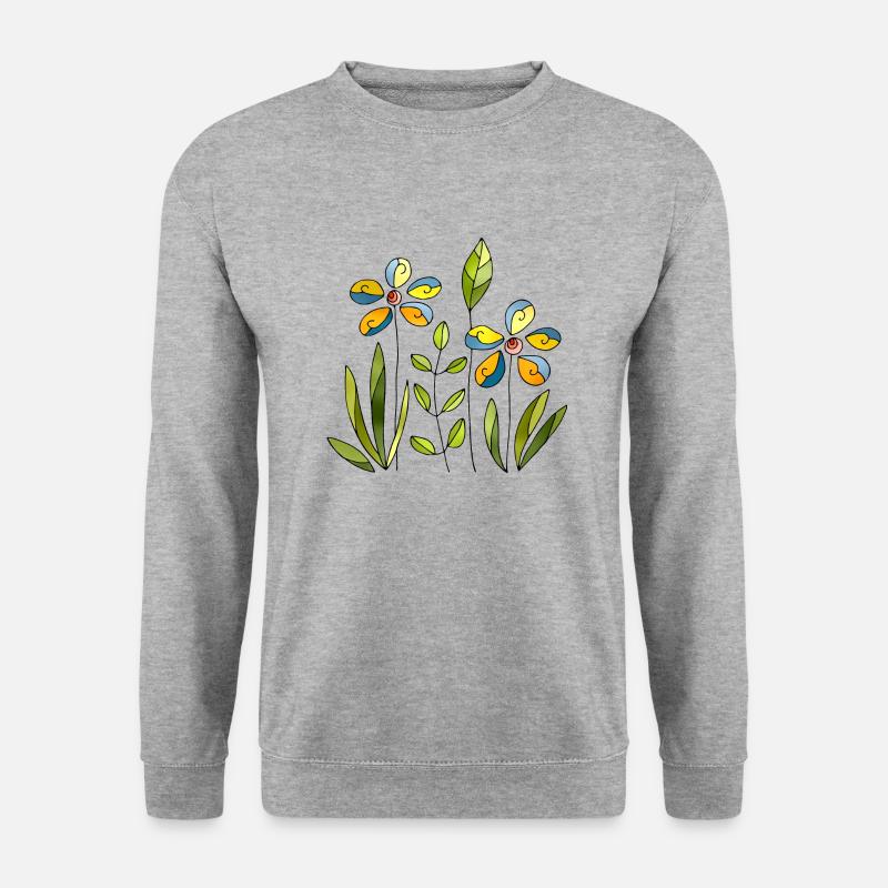 Blumen - Unisex Pullover - Weißgrau meliert