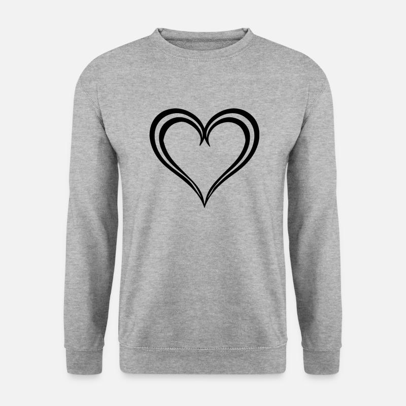 Herz - Unisex Pullover - Weißgrau meliert