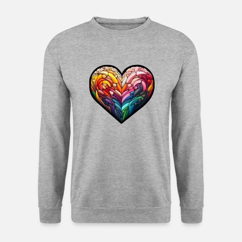 Herz aus Glas - Unisex Pullover - Weißgrau meliert