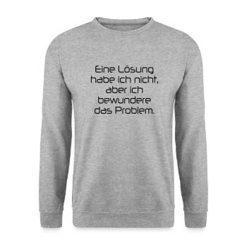 Ich bewunder das Problem - Unisex Pullover - Weißgrau meliert - Vorne - Alina (178cm) & Michal (187cm)