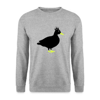 ente comic king - Unisex Pullover - Weißgrau meliert - Vorne - Alina (178cm) & Michal (187cm)