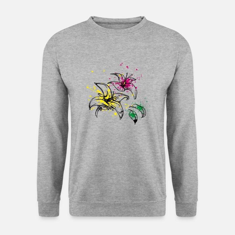 blüten splash - Unisex Pullover - Weißgrau meliert