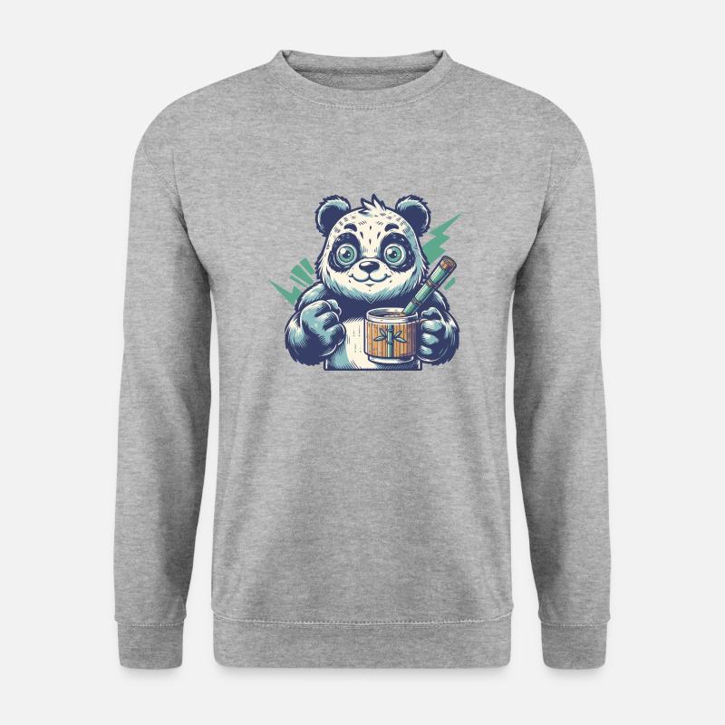 Hyped Panda - Unisex Pullover - Weißgrau meliert