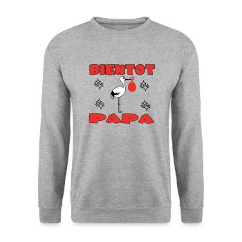 BIENTOT PAPA - Sweat-shirt Unisexe - gris chiné - Devant - Alina (178cm) & Michal (187cm)