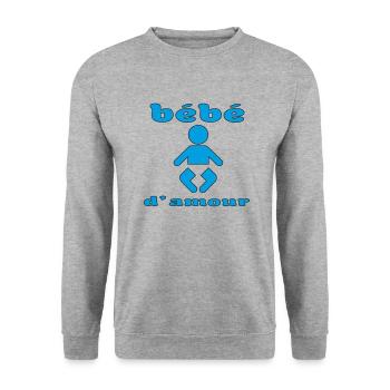 Bébé d'amour - Sweat-shirt Unisexe - gris chiné - Devant - Alina (178cm) & Michal (187cm)