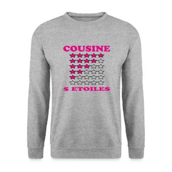 COUSINE 5 ETOILES - Sweat-shirt Unisexe - gris chiné - Devant - Alina (178cm) & Michal (187cm)