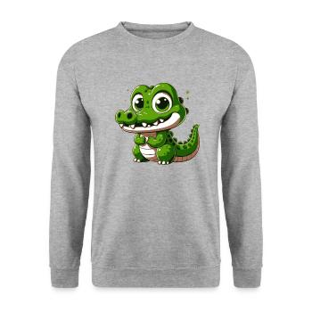Crocodile - Sweat-shirt Unisexe - gris chiné - Devant - Alina (178cm) & Michal (187cm)