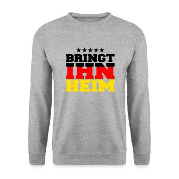 bringt ihn heim! WM pokal - Unisex Pullover - Weißgrau meliert - Vorne - Alina (178cm) & Michal (187cm)
