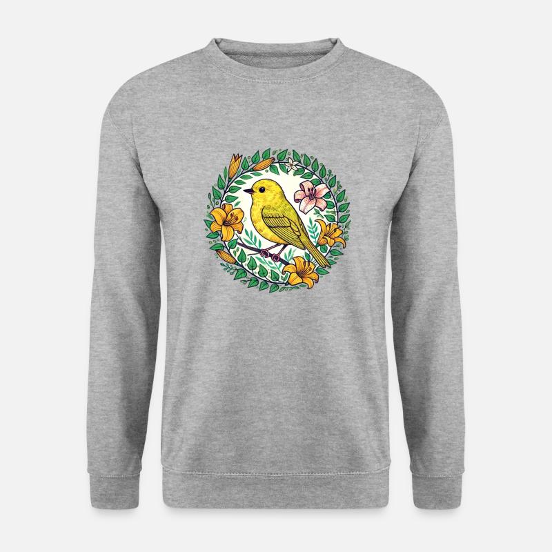 Gelber Fink - Unisex Pullover - Weißgrau meliert