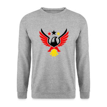 Bundesadler Dreifarbig Deutschland Wappen Vektor - Unisex Pullover - Weißgrau meliert - Vorne - Alina (178cm) & Michal (187cm)