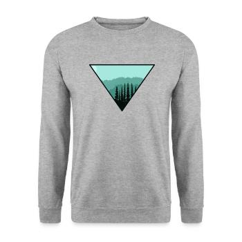 Arbre Woodland Triangle cadeau - Sweat-shirt Unisexe - gris chiné - Devant - Alina (178cm) & Michal (187cm)