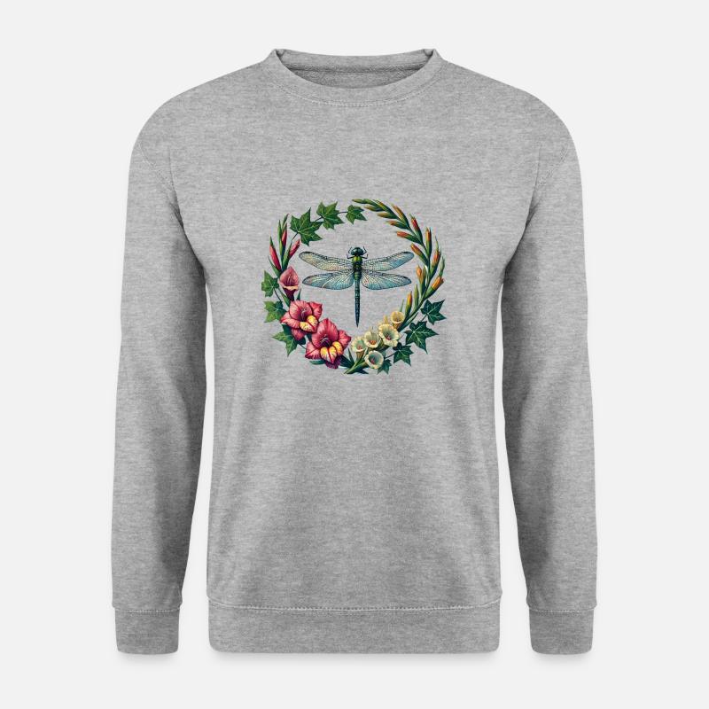 Gladiolen-Libelle - Unisex Pullover - Weißgrau meliert