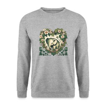 Vintage Elefant - Unisex Pullover - Weißgrau meliert - Vorne - Alina (178cm) & Michal (187cm)
