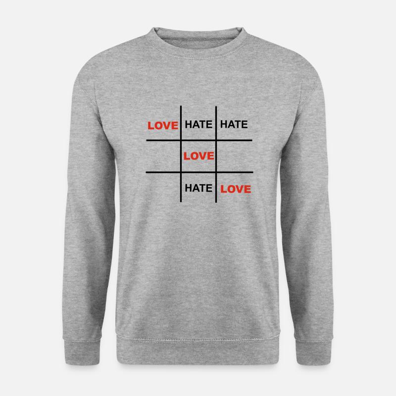 Love Hate TicTacToe - Unisex Pullover - Weißgrau meliert