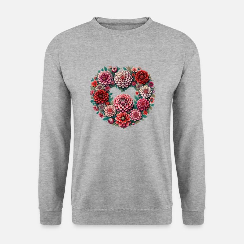 Dahlien - Unisex Pullover - Weißgrau meliert
