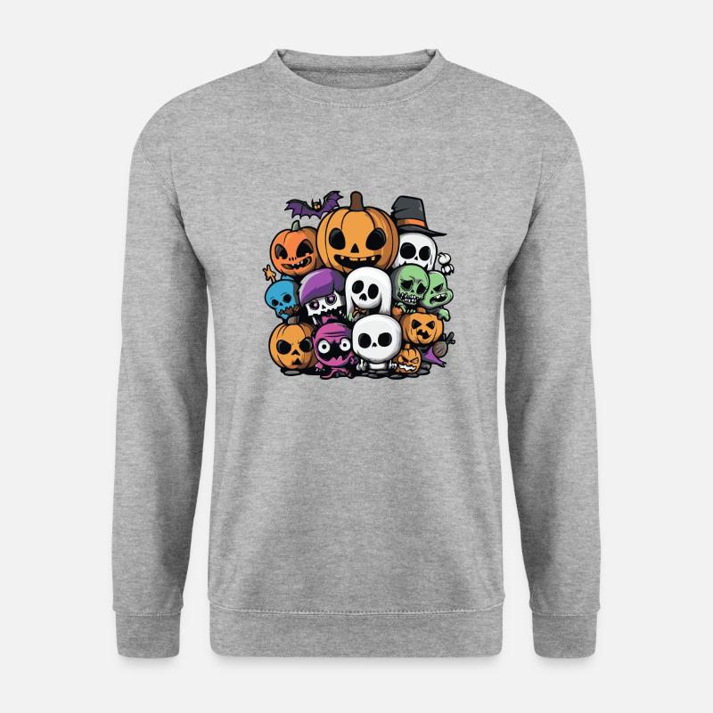 Halloween Party Figuren - Unisex Pullover - Weißgrau meliert