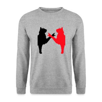 2 Cats Heavy Metal Hand Gesture Music Pet Team - Unisex Sweatshirt - salt & pepper - Front - Alina (178cm) & Michal (187cm)