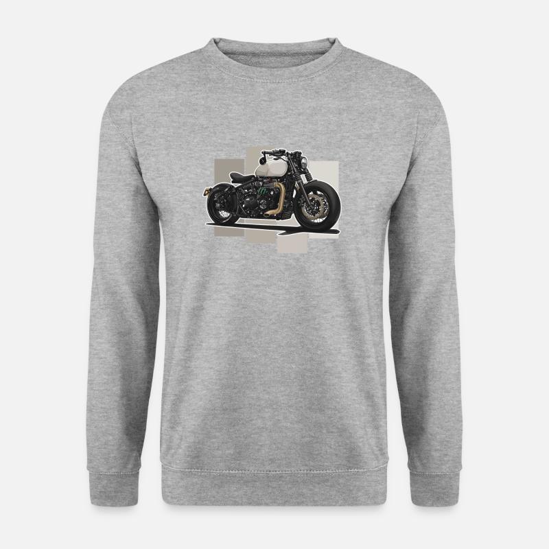 Bobber // Custom // Motorrad - Unisex Pullover - Weißgrau meliert