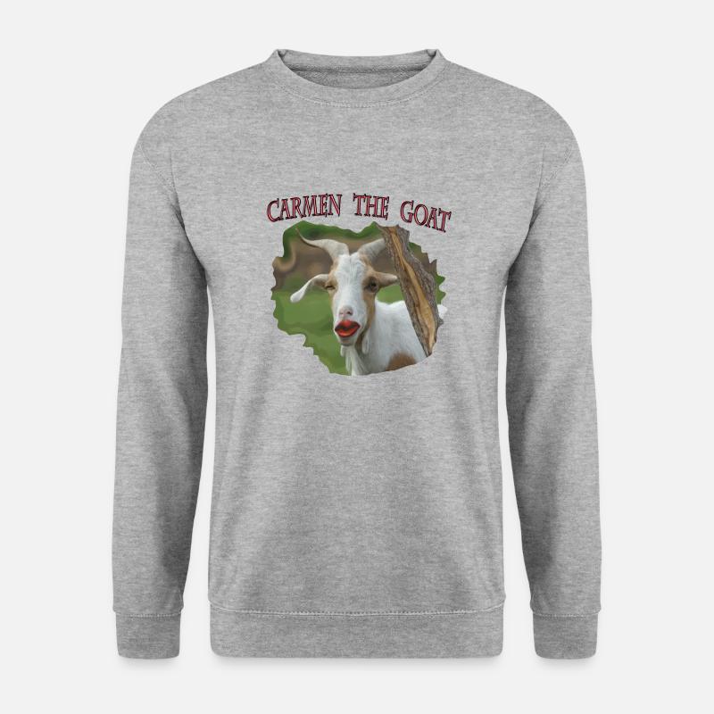 Carmen the goat Ziege Parodie die Geissens - Unisex Pullover - Weißgrau meliert