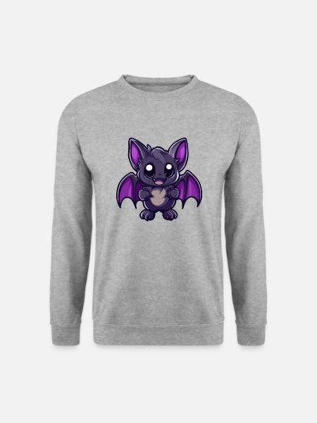 Fledermaus Halloween Lustig Cartoon - Unisex Pullover - Weißgrau meliert