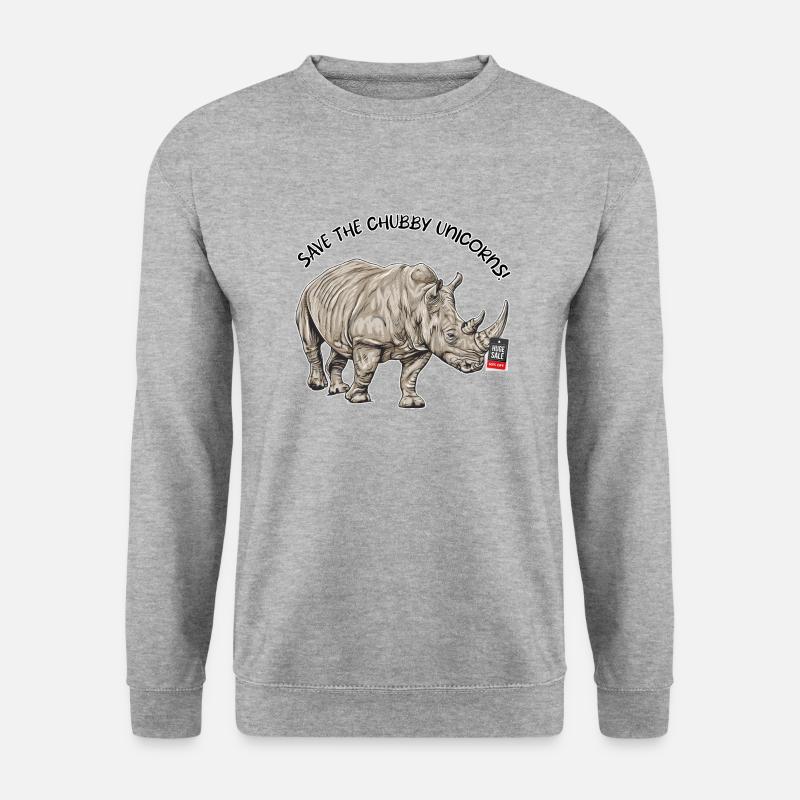 Animal Rights // Nashorn - Unisex Pullover - Weißgrau meliert