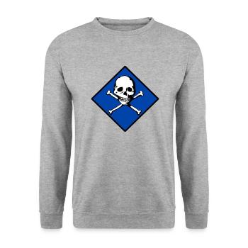 Schädel und Knochen - Unisex Pullover - Weißgrau meliert - Vorne - Alina (178cm) & Michal (187cm)