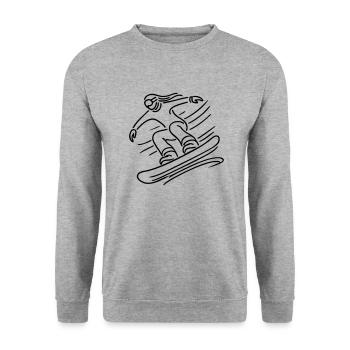 Snowboarder Snowboard - Unisex Pullover - Weißgrau meliert - Vorne - Alina (178cm) & Michal (187cm)