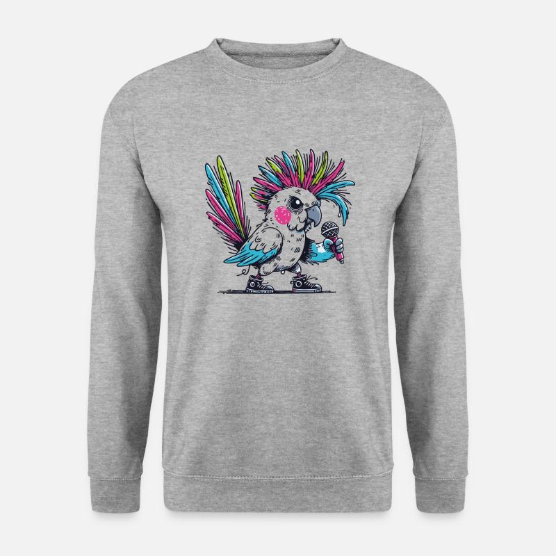 Punk Kakadu mit Irokesenschnitt - Unisex Pullover - Weißgrau meliert