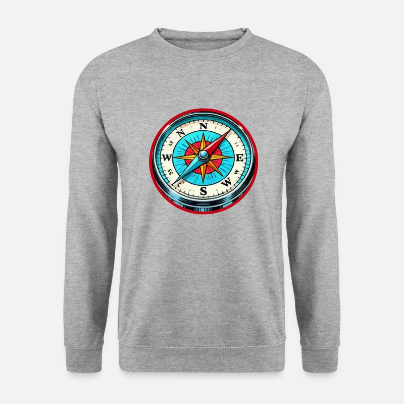 kompass - Unisex Pullover - Weißgrau meliert