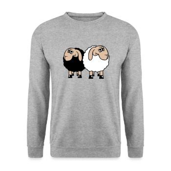 2 Sheep Look Skeptical Offended Friends Team - Unisex Sweatshirt - salt & pepper - Front - Alina (178cm) & Michal (187cm)