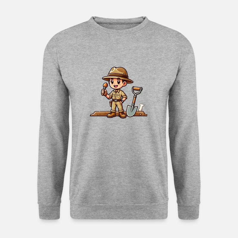 archäologe comic - Unisex Pullover - Weißgrau meliert
