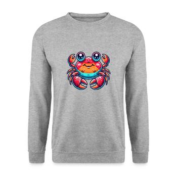 krabbe - Unisex Pullover - Weißgrau meliert - Vorne - Alina (178cm) & Michal (187cm)