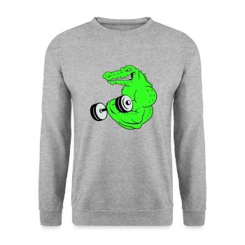 fitness crocodile 02 - Unisex Pullover - Weißgrau meliert - Vorne - Alina (178cm) & Michal (187cm)