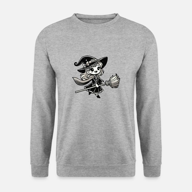 Hexe Comic - Unisex Pullover - Weißgrau meliert