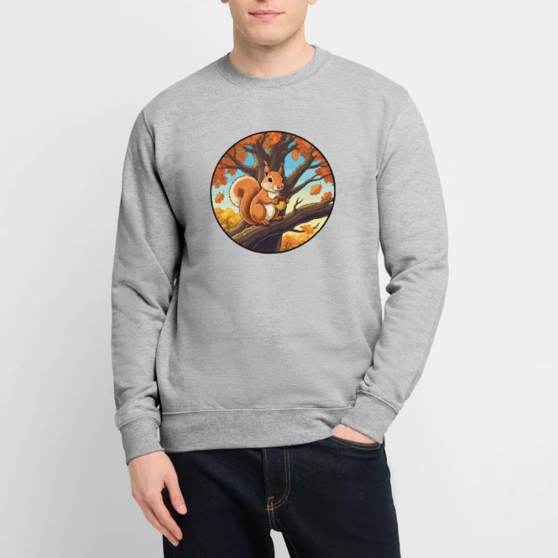 Eichhörnchen mit einer Eichel im Baum Unisex Pullover