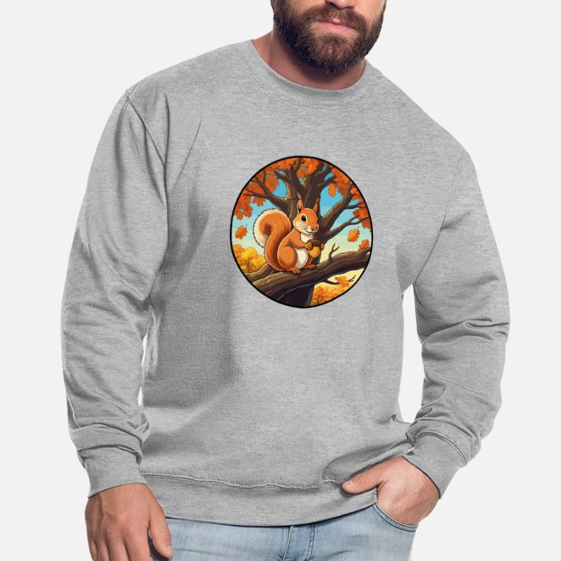 Eichhörnchen mit einer Eichel im Baum Unisex Pullover