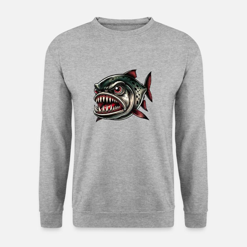 piranha comic - Unisex Pullover - Weißgrau meliert