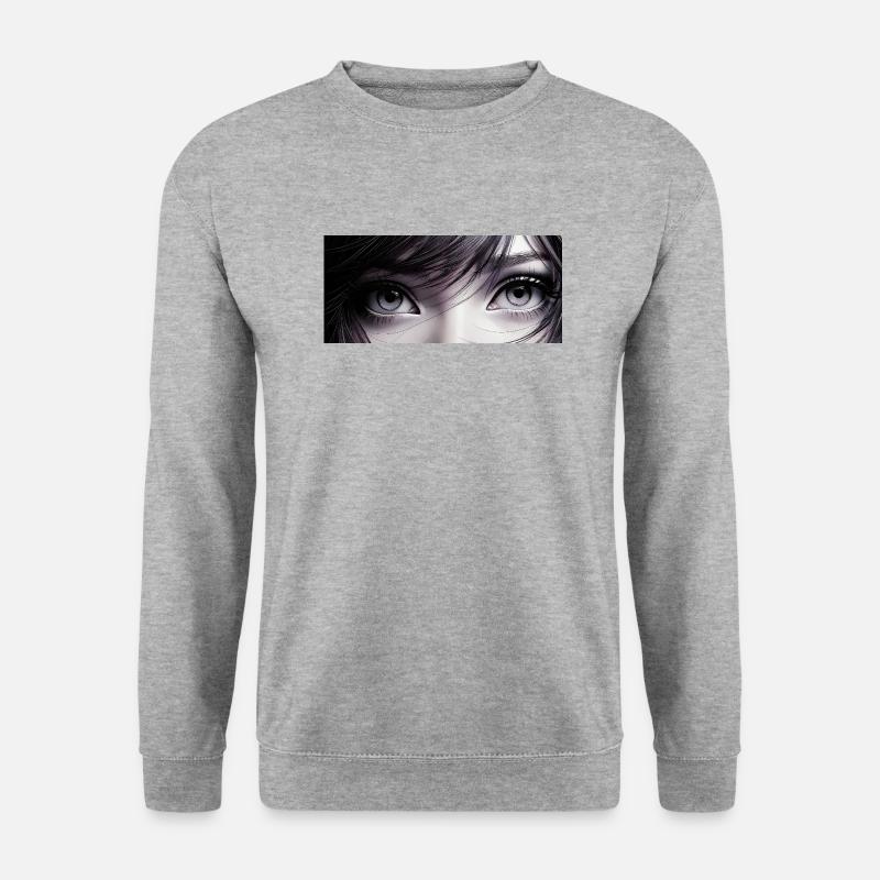 Manga Gesicht2 - Unisex Pullover - Weißgrau meliert
