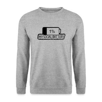 1 meine soziale Batterie - Unisex Pullover - Weißgrau meliert - Vorne - Alina (178cm) & Michal (187cm)