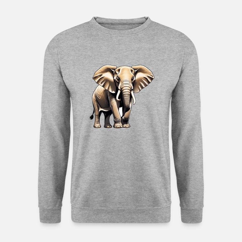 Elefant - Tier Design - Unisex Pullover - Weißgrau meliert