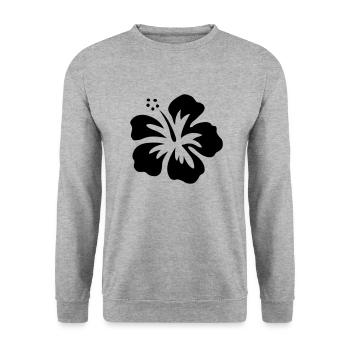 hibiskusblüte - Unisex Pullover - Weißgrau meliert - Vorne - Alina (178cm) & Michal (187cm)