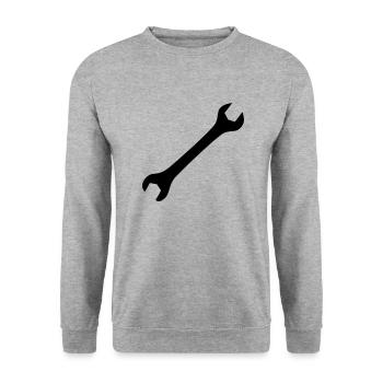 Schraubenschlüssel - Unisex Pullover - Weißgrau meliert - Vorne - Alina (178cm) & Michal (187cm)