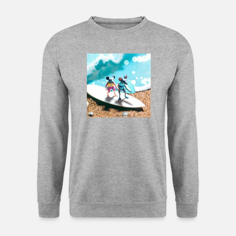 Two mice on the surfboard - Unisex Sweatshirt - salt & pepper