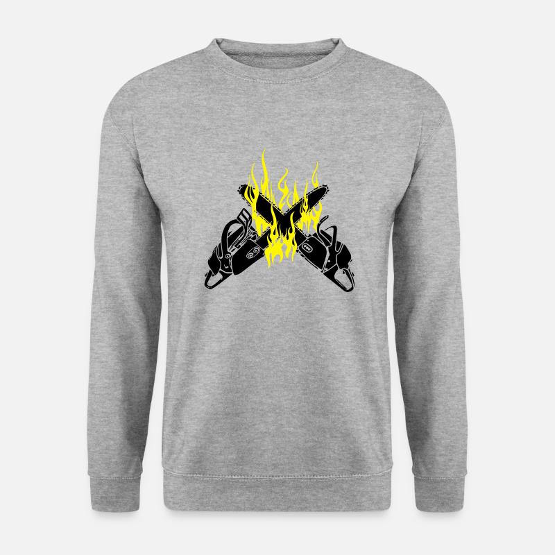 Kettensäge - Unisex Pullover - Weißgrau meliert