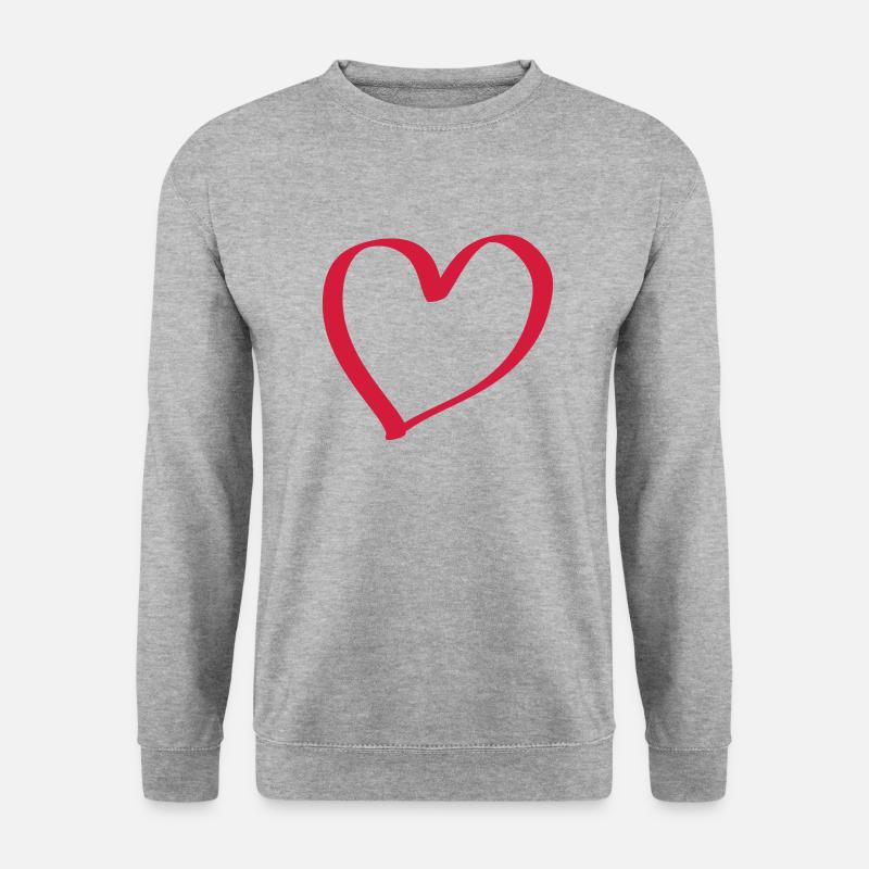 herz - Unisex Pullover - Weißgrau meliert