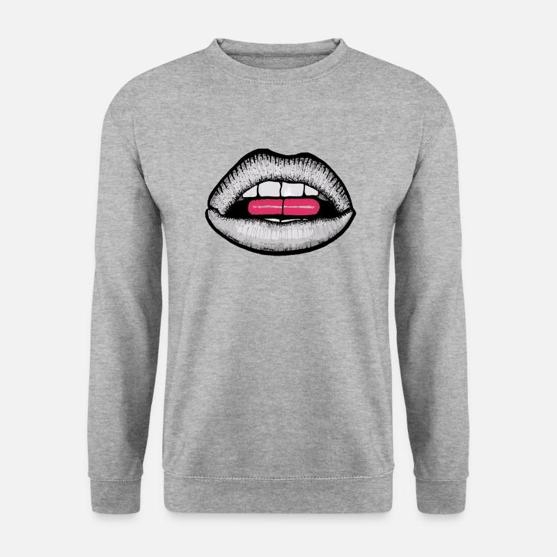 Mund Tablette - Unisex Pullover - Weißgrau meliert