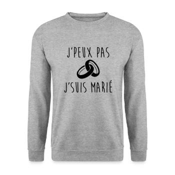 J'peux pas j'suis marié - Sweat-shirt Unisexe - gris chiné - Devant - Alina (178cm) & Michal (187cm)
